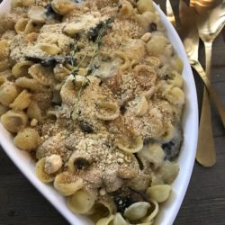 Orechiette Pasta and Cheese with Mushrooms and Truffle Oil