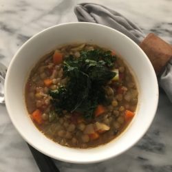 Lentil Vegetable Soup with Crispy Kale